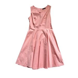 Bridesmay Pink Fit & Flare Dress Womens Size L Sleeveless V Neck Cotton Spandex